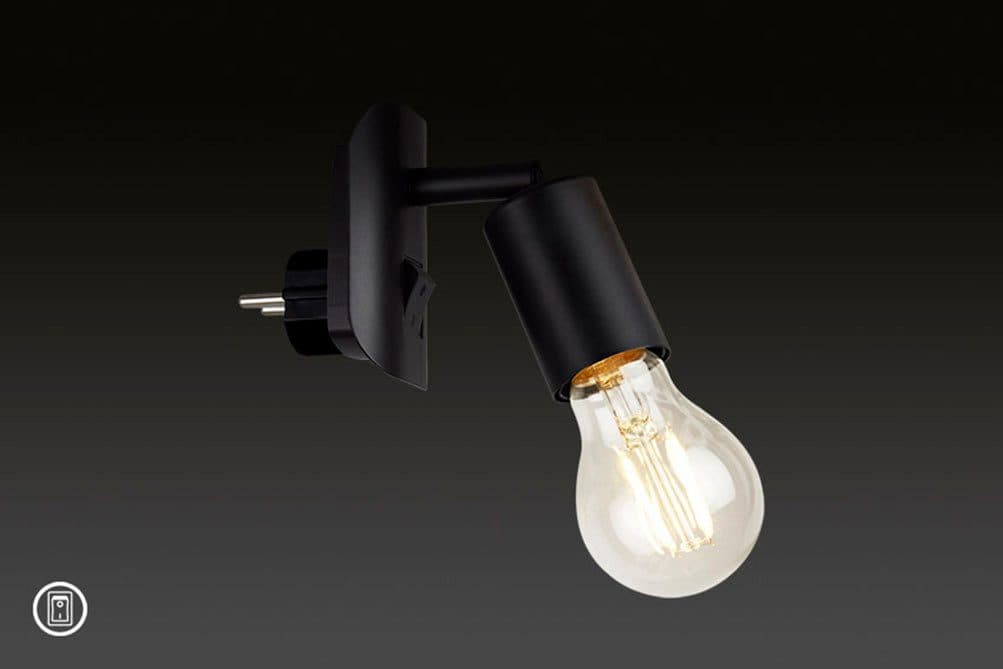 BRILONER LEUCHTEN LED Steckdosenleuchte BATITA Retro Metall Schwarz