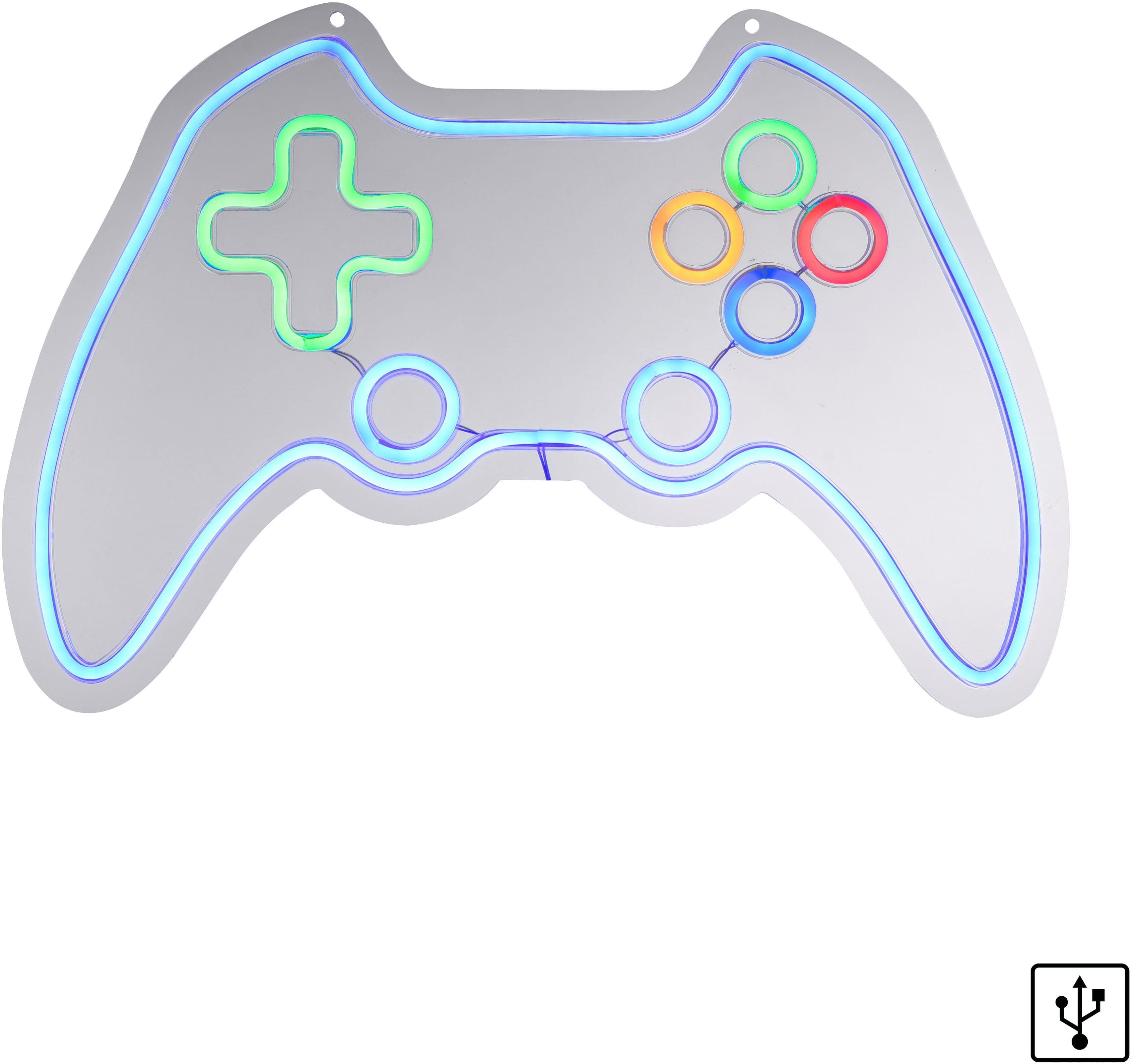 JUST LIGHT LED Wandleuchte NEON-GAMER Bunt Acryl USB - Bild 2
