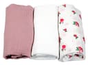 BabyLux Spannbettlaken Set 3er Pack Rosa-Weiß-Rosen Musselin Bild 2