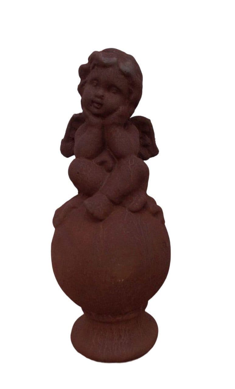 Deko-Impression Engel Skulptur auf Kugel Rostbraun Zement - Bild 2