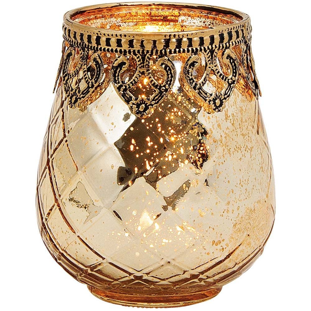 Orlob Teelichthalter Windlicht Marokko 10,5cm Gold