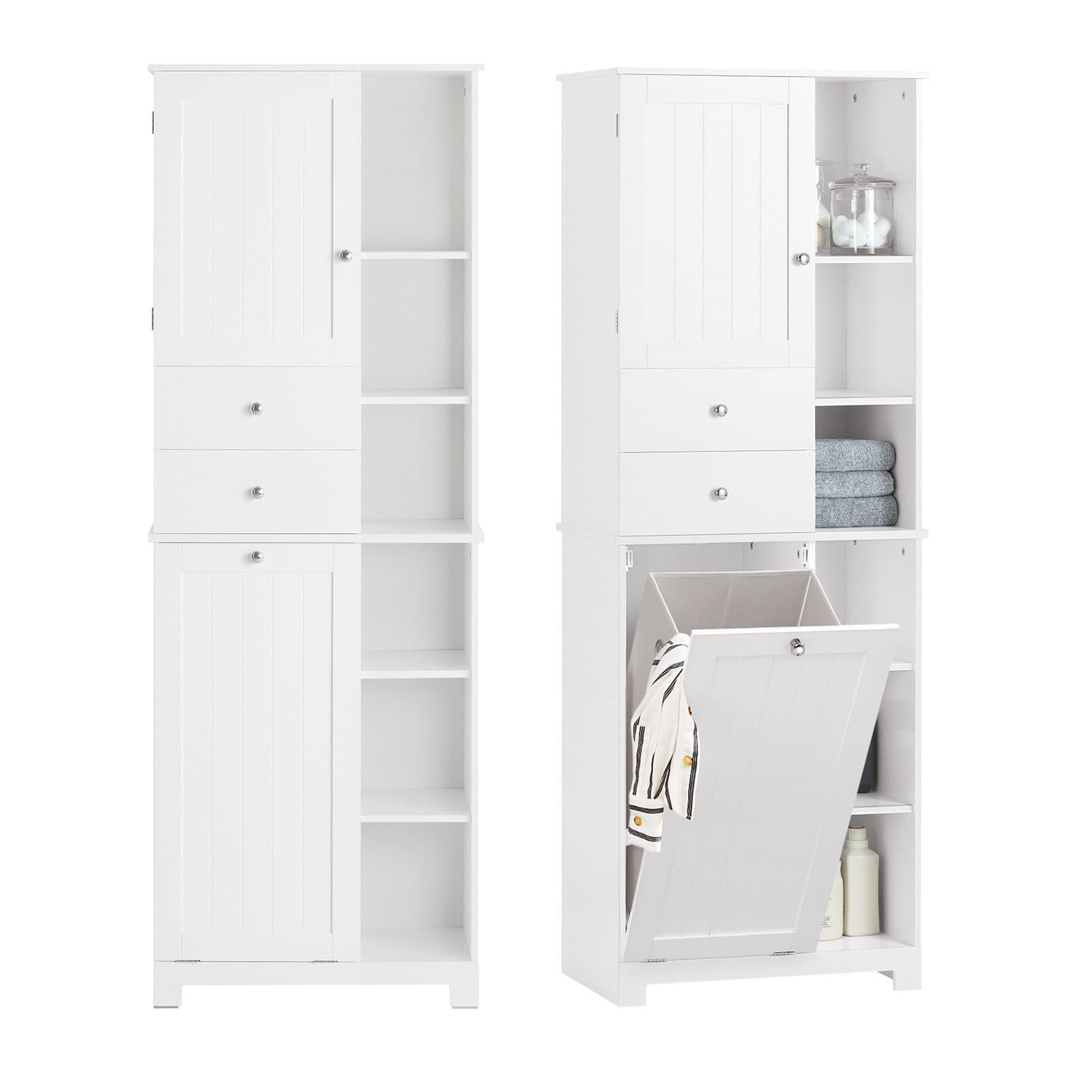 SoBuy Badkommode BZR104 Weiß Hochschrank mit Schubladen - Bild 2