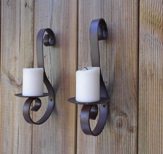 Deko-Impression Wandkerzenhalter Set Eisen Massiv Geschwungen Landhaus Stil