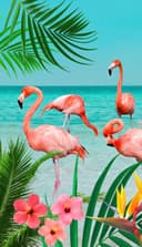 Good Morning Strandtuch Flamingo Velours-Frottier Blau-Türkis Bild 2