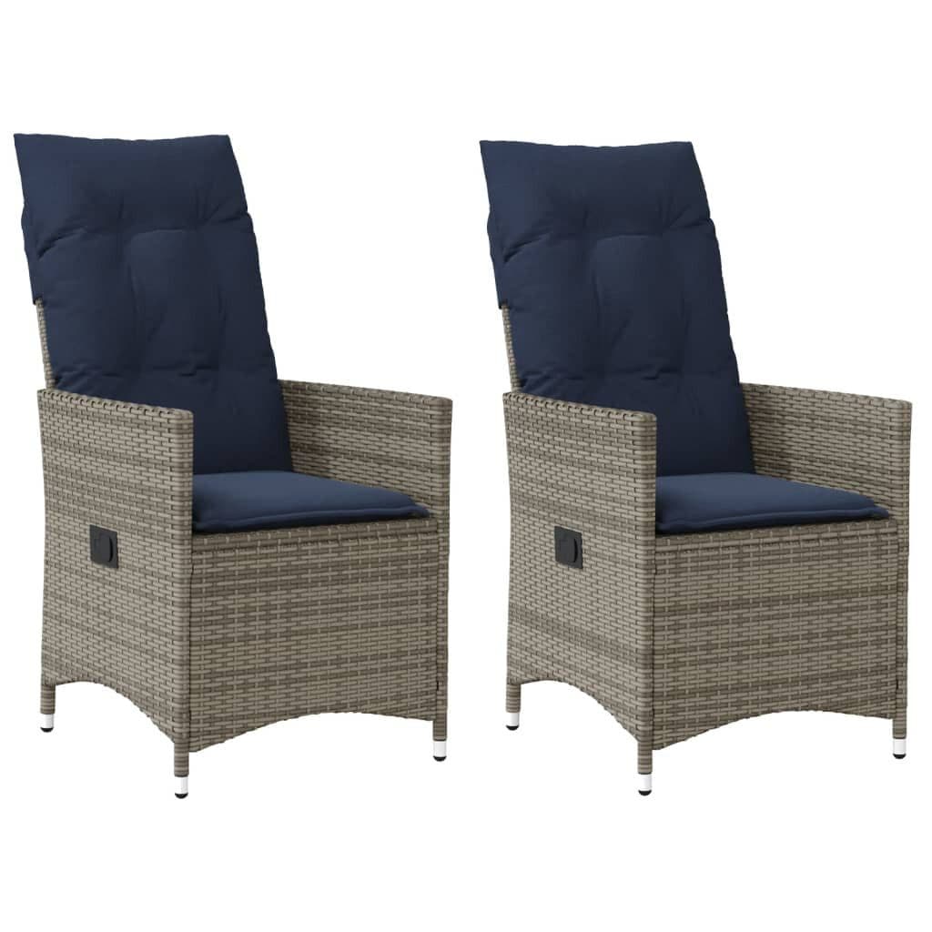 vidaXL Gartenstuhl Verstellbar 2 Stk. Grau Poly Rattan - Bild 2