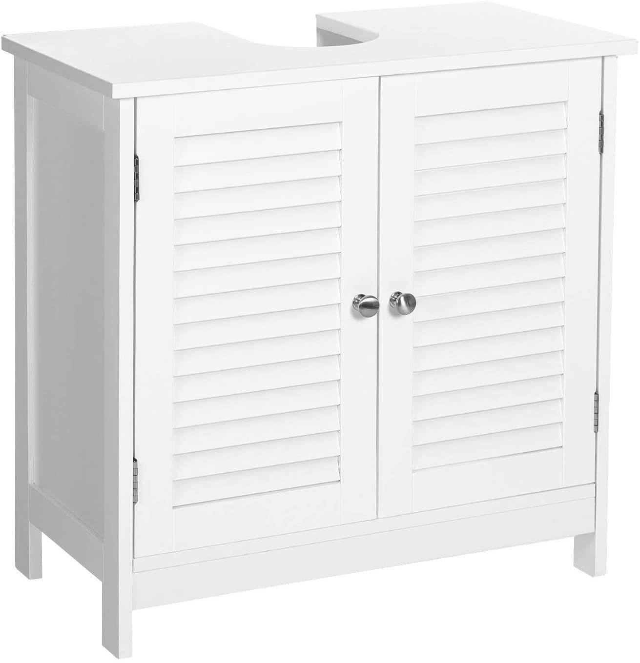 VASAGLE Waschbeckenunterschrank Weiß mit 2 Lamellentüren - Bild 2