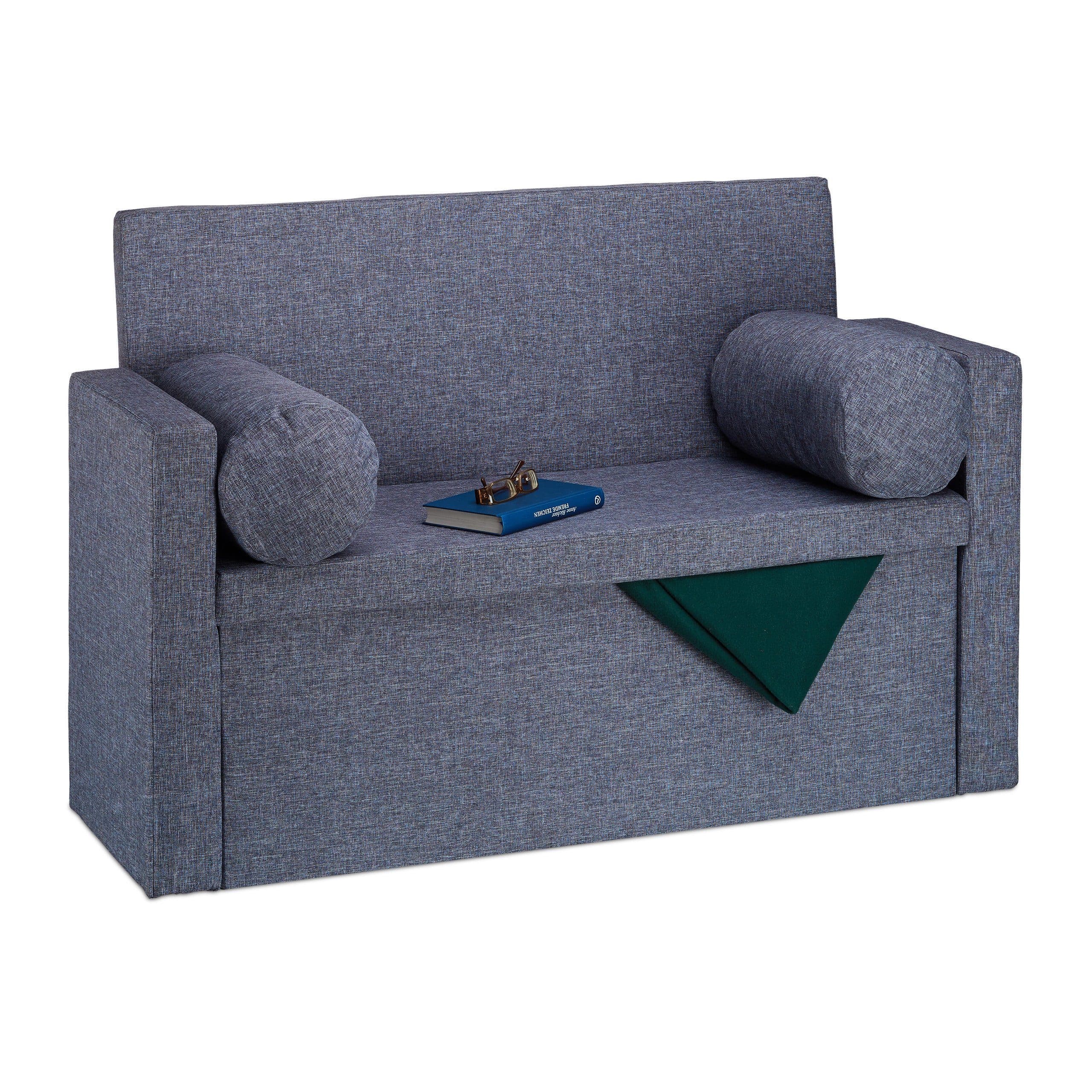 relaxdays Sitzbank mit Lehne und Kissen, Dunkelgrau, faltbar - Bild 2