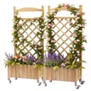 COMHOMA Blumenkasten Rankgitter mit Rollen, Holz Pflanzkasten braun Bild 2