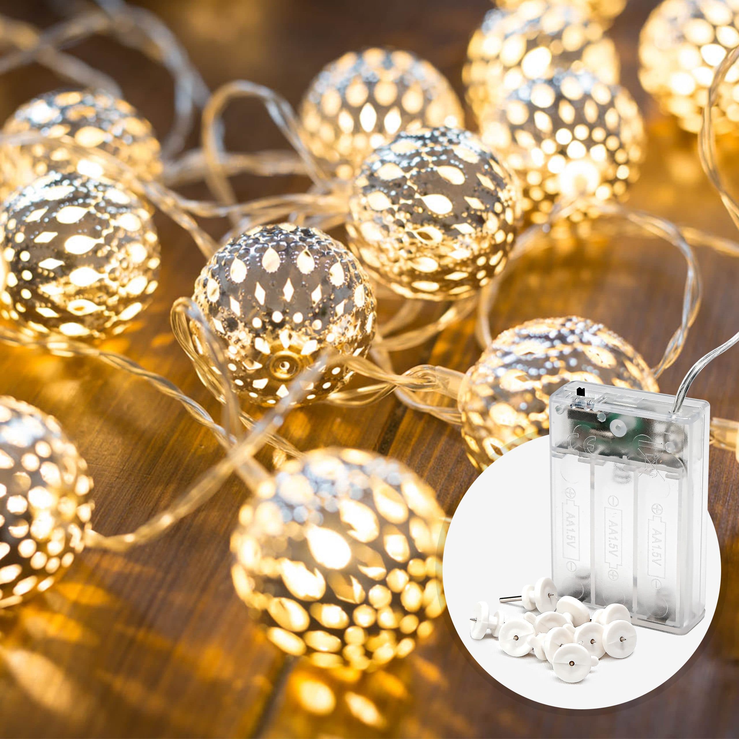 COZY HOME LED-Lichterkette Marokkanisch Silber 20 LEDs Timer - Bild 2