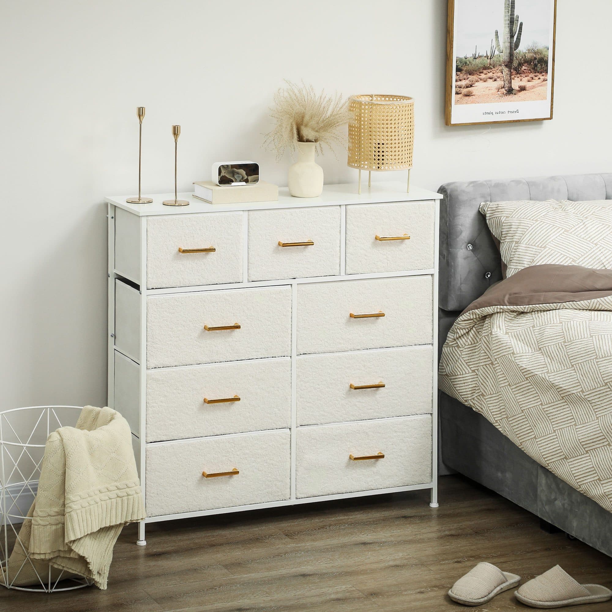 HOMCOM Kommode Sideboard 9 Schubladen Cremeweiß - Bild 2