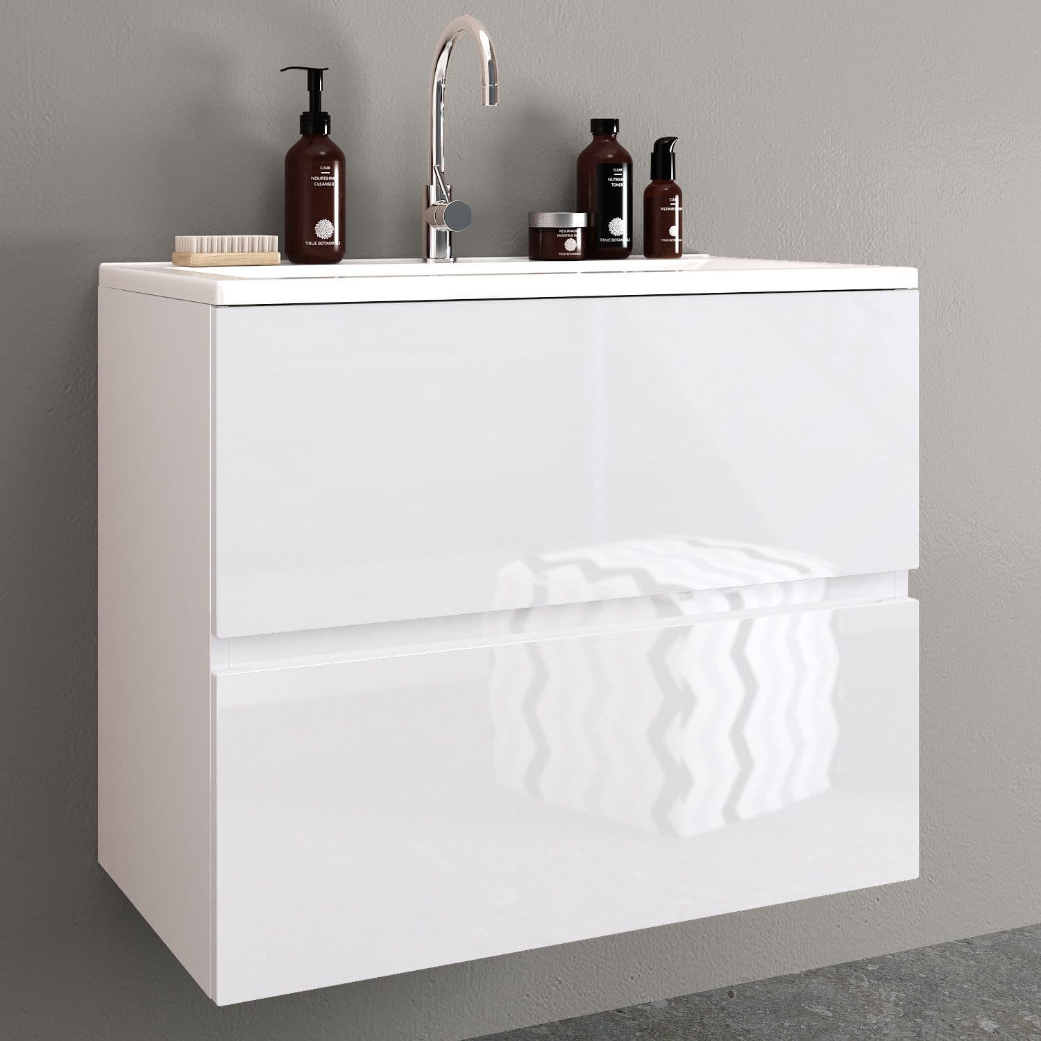 Möbelhandel Klipenstein Waschbeckenunterschrank Weiß Hochglanz 65/80/100 cm - Bild 2