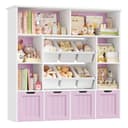 Homfa Kinderregal mit Rollen und Boxen Weiß/Lila Bild 2
