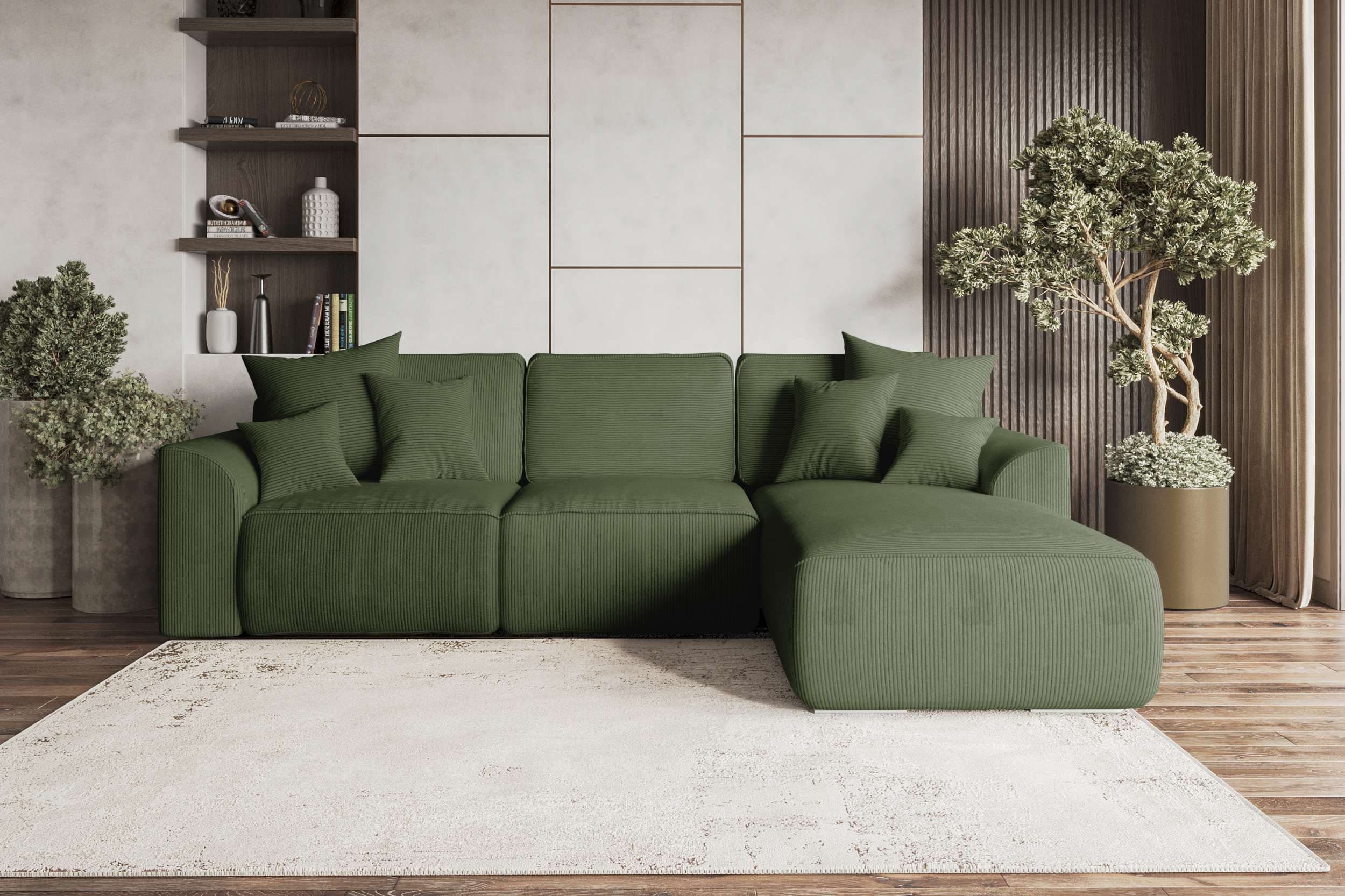 99rooms Ecksofa Gusto L-Form mit Schlaffunktion Cordstoff Khaki - Bild 2