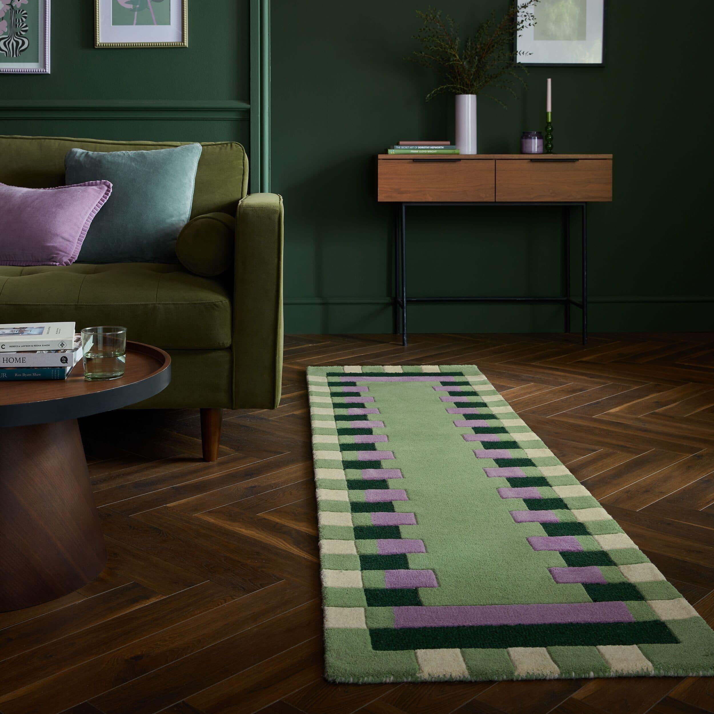 Wollteppich FLAIR RUGS Kai Wool Border Grün - Bild 2