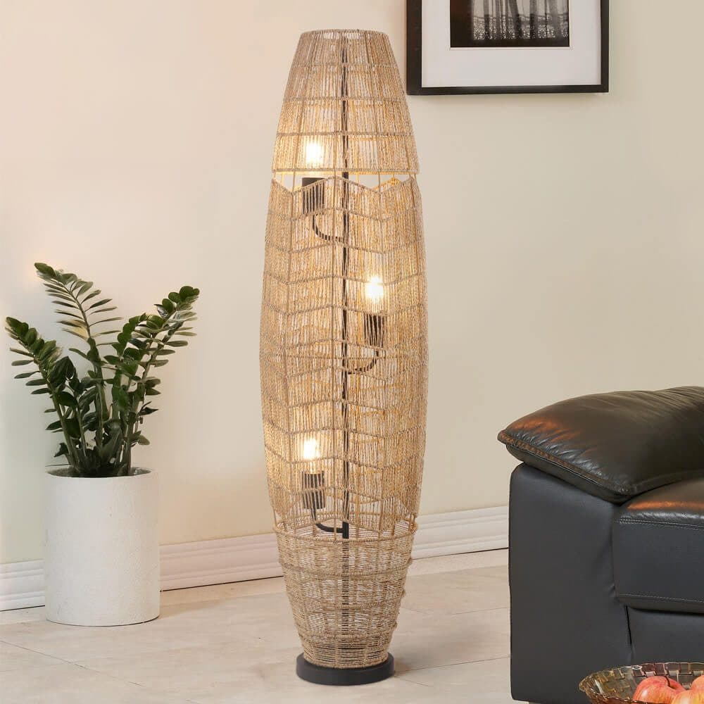 HOME DELUXE Stehlampe KIKO Jute Schwarz Beige Trittschalter - Bild 2