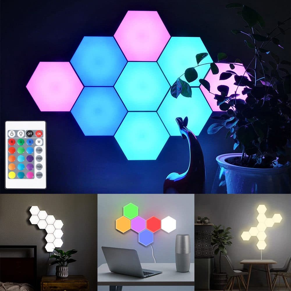 Jibenhome LED Wandleuchte Sechseck Gaming Wandleuchte RGB - Bild 2