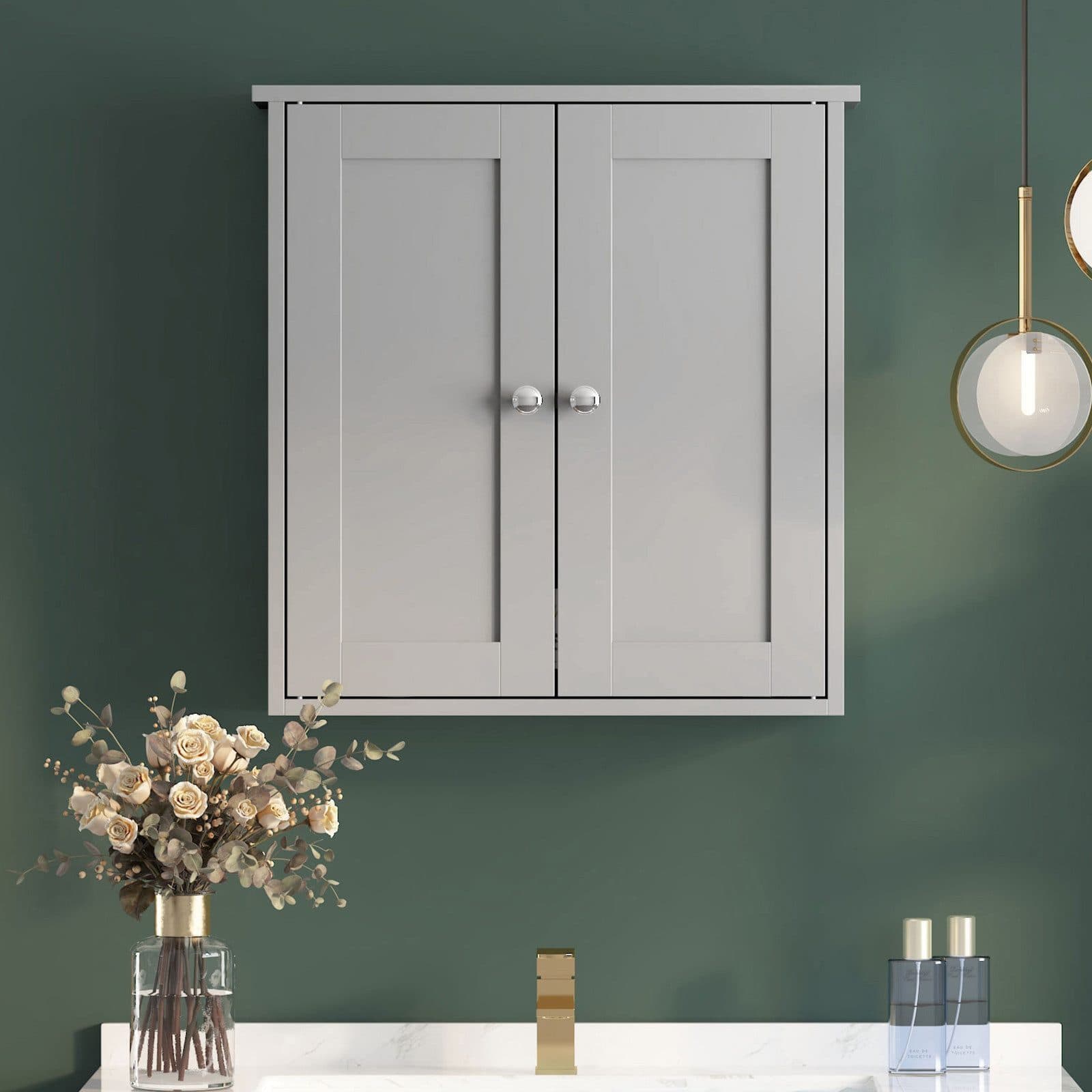 radelldar Hängeschrank Badezimmerschrank Badschrank mit 2 Türen und feuchtigkeitsbeständig - Bild 2