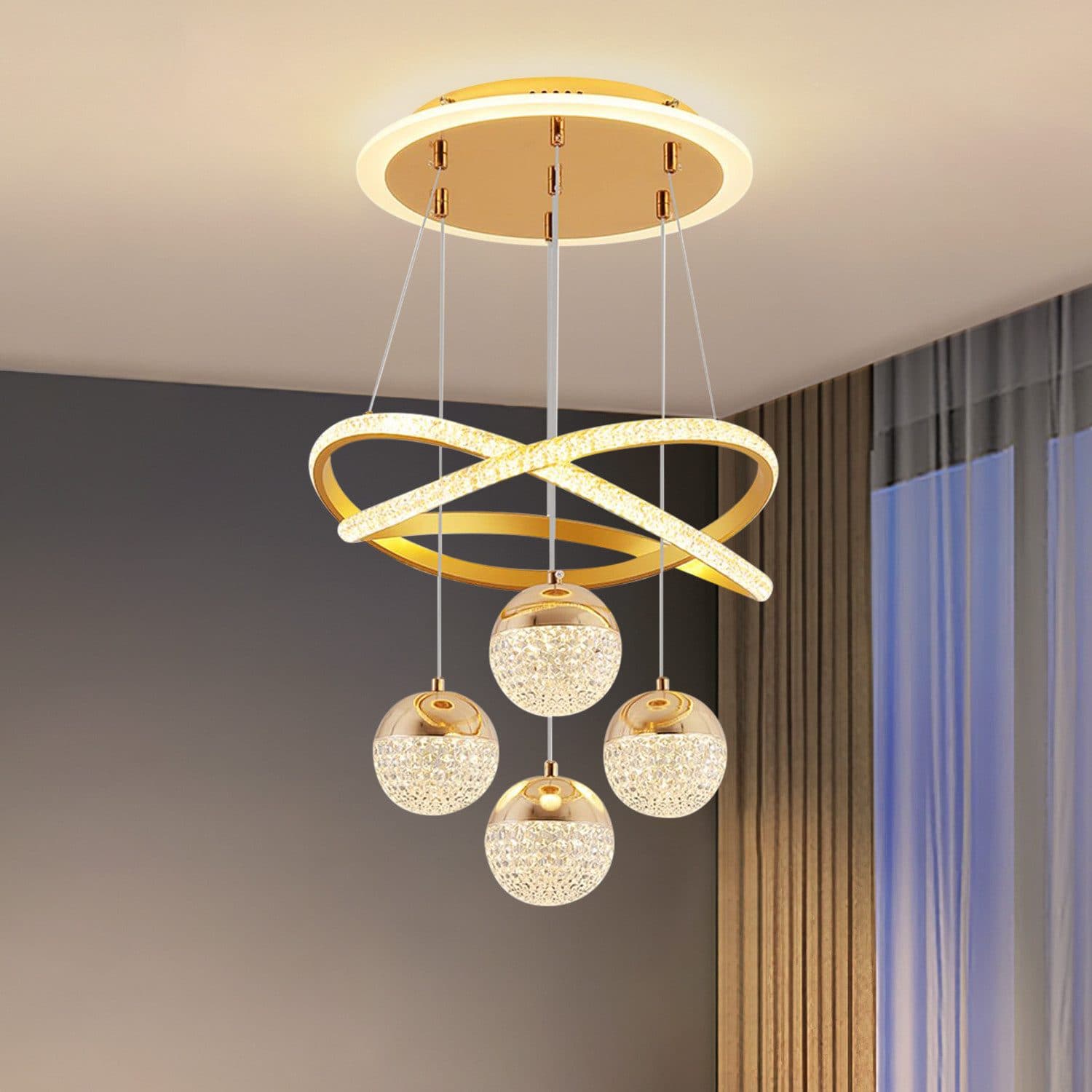 JDONG LED Pendelleuchte Schwarz/Gold 54W 100CM Dimmbar - Bild 2