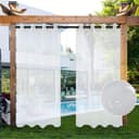 Sunicol Outdoorgardine Weiß Wetterfest mit Ösen Transparent Voile Bild 2