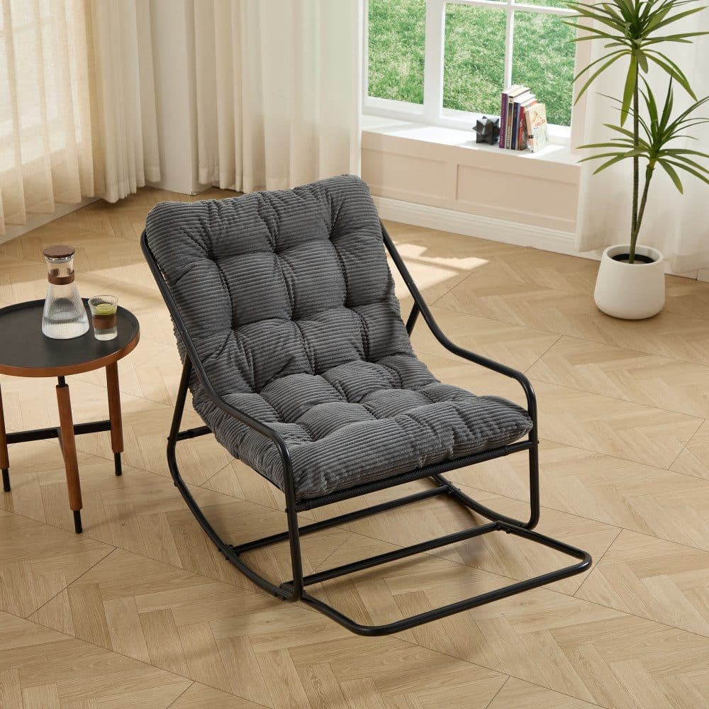 BBG Schaukelstuhl Outdoor mit dickem Polster Grau/Schwarz - Bild 2