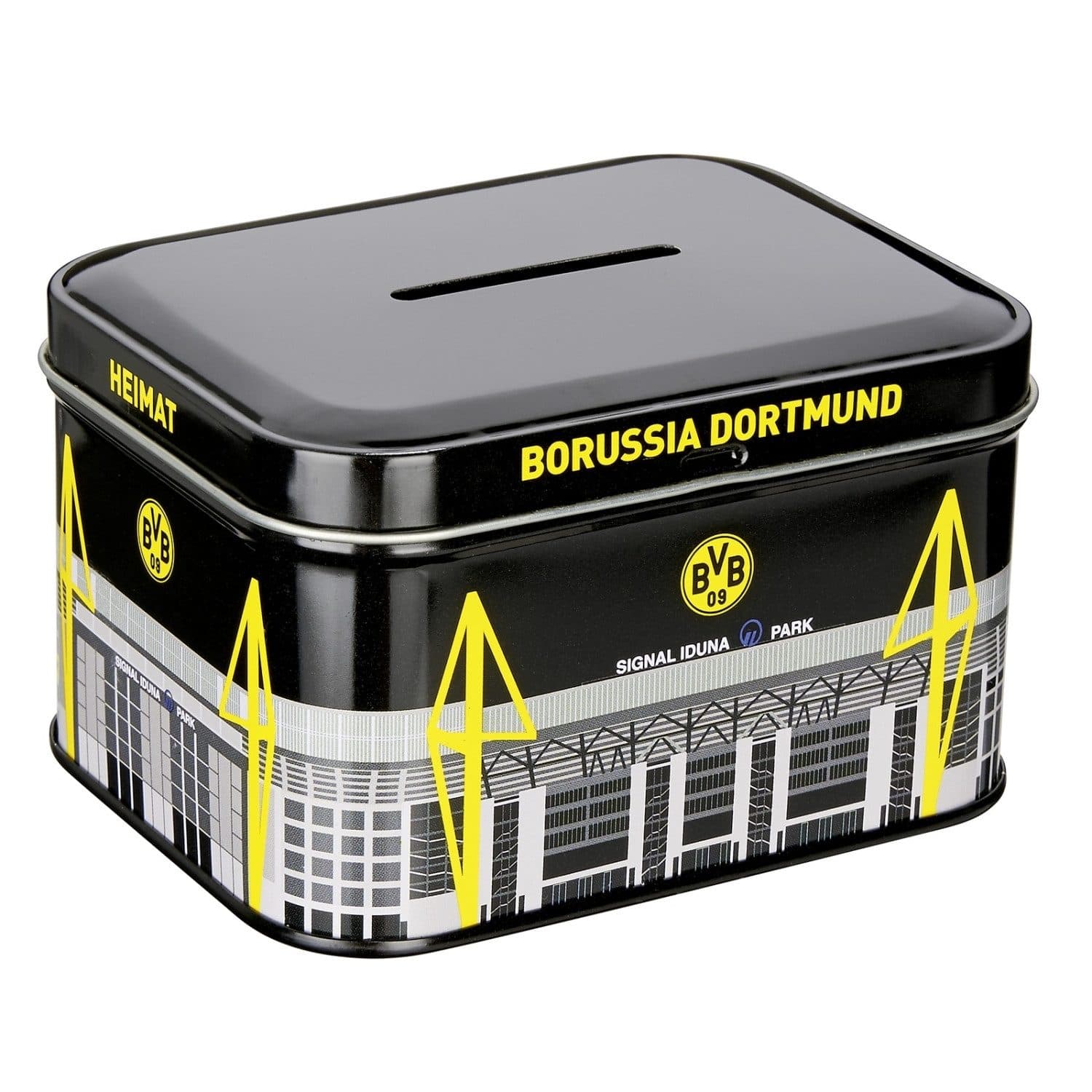 Borussia Dortmund Spardose BVB Metall mit Stadionmotiv