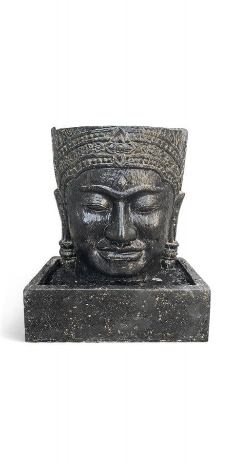 FaHome Zierbrunnen Khmer Kopf Springbrunnen Buddha Wasserfall Steinguss - Bild 2