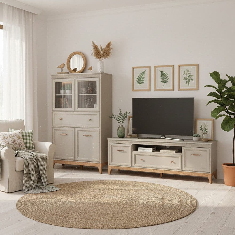 Lomadox Wohnwand WILNA-161 Kaschmir 2-tlg. mit Softclose