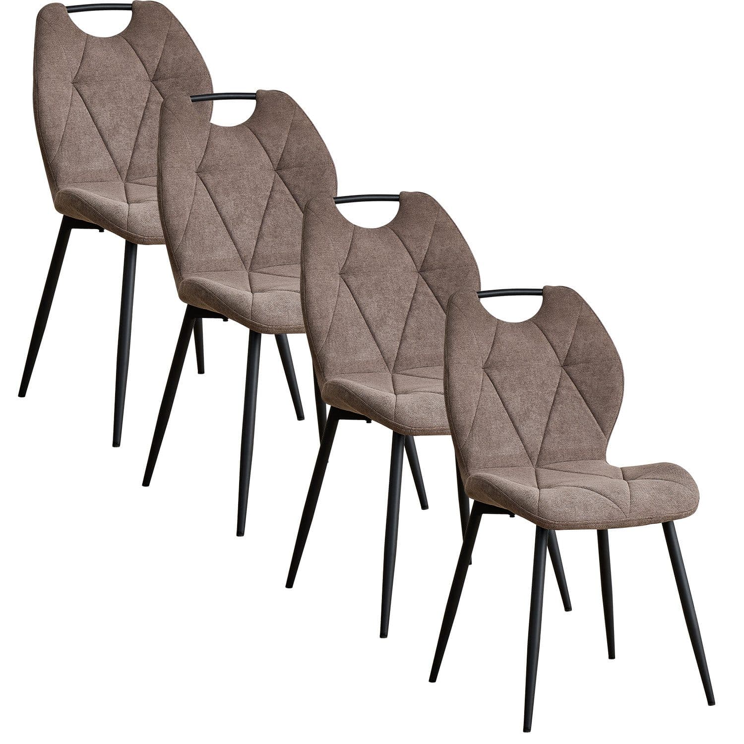 GrandCA Esszimmerstuhl 4er Set Braun Stoff Polsterhochlehner - Bild 2