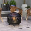 Outsunny Feuerschale 2-in-1 Schwarz Metall Ø61 cm Bild 2