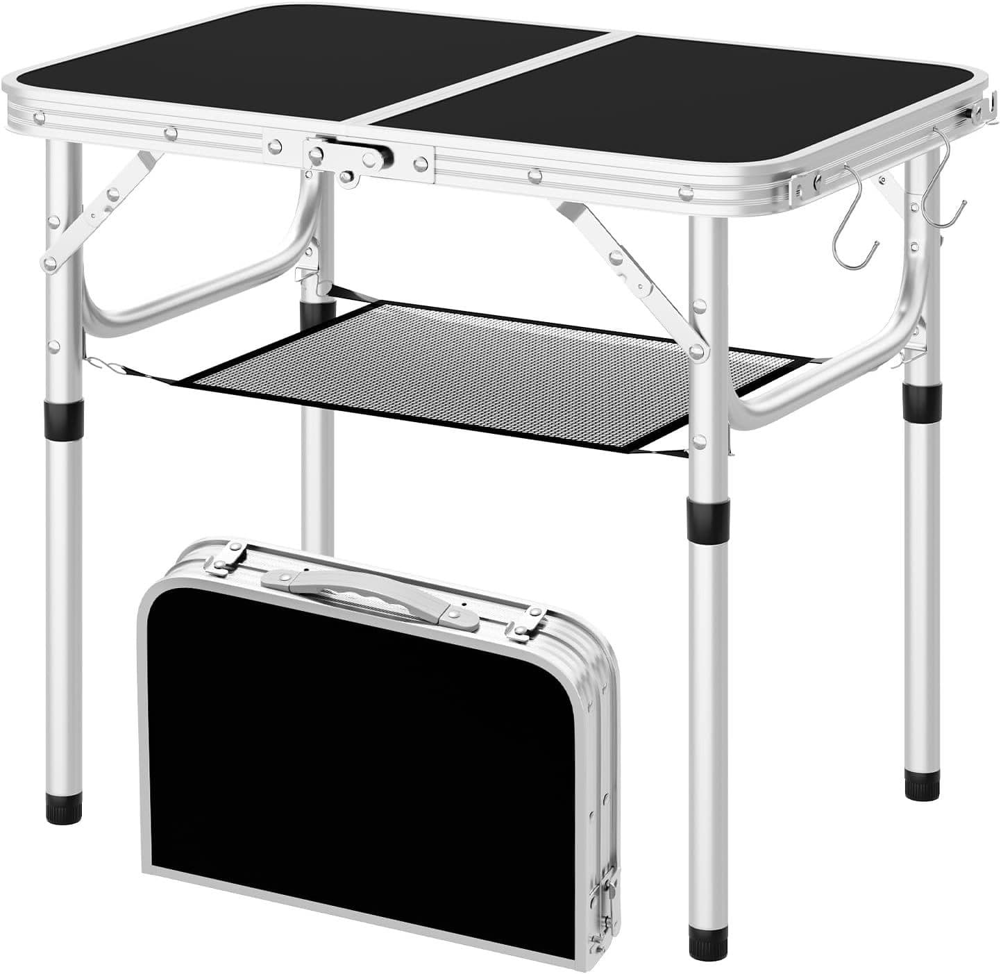 Woltu Klapptisch höhenverstellbar Schwarz Campingtisch - Bild 2