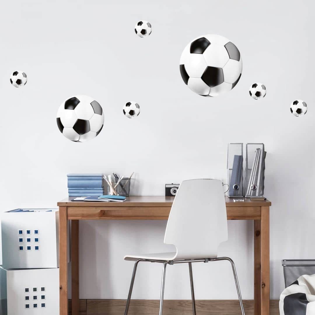 K&L Wall Art Wandtattoo Fußball Set Schwarz Weiß