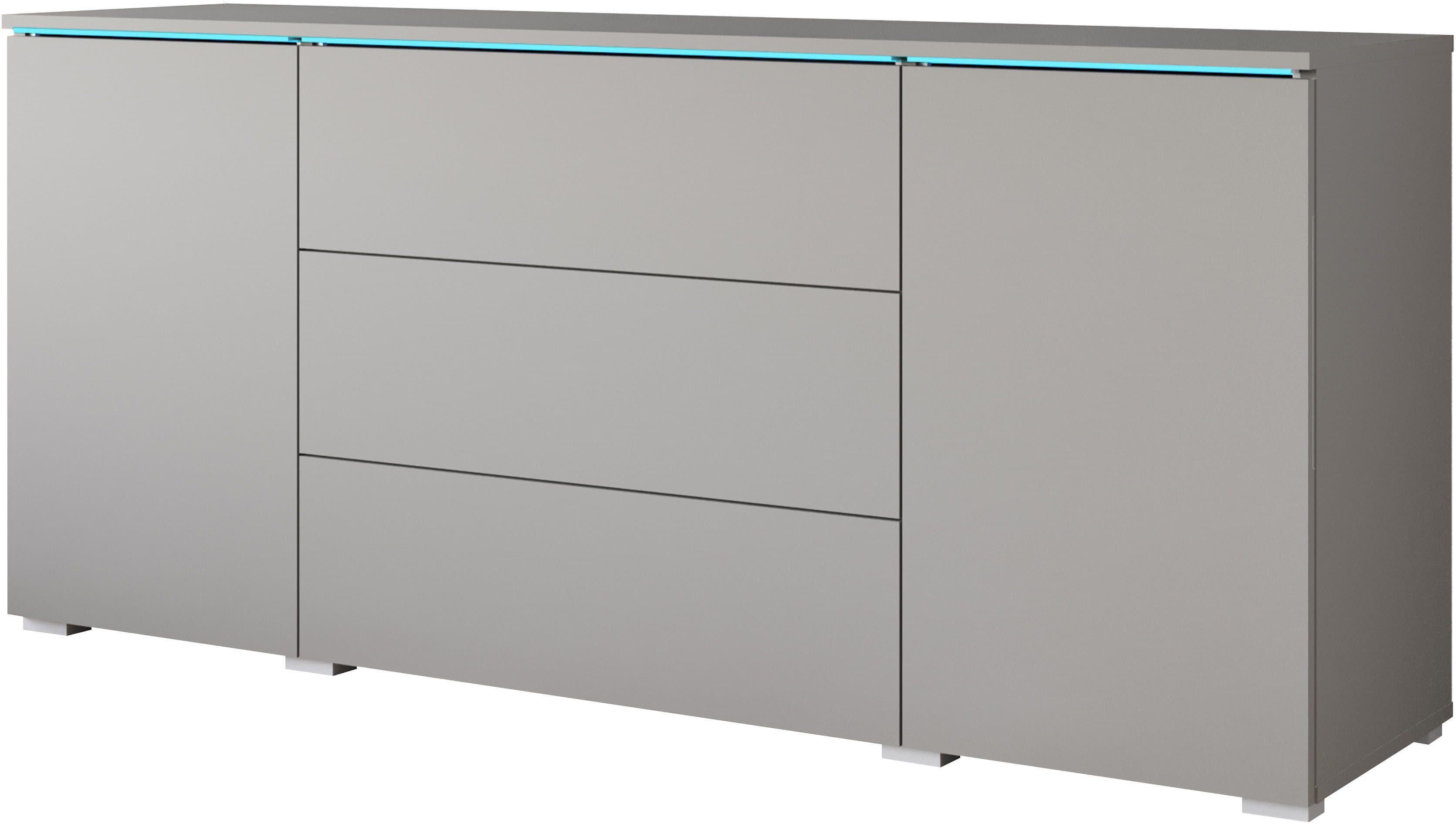 HOME AFFAIRE Sideboard VERA grifflos grau pallad mit LED-Beleuchtung - Bild 2