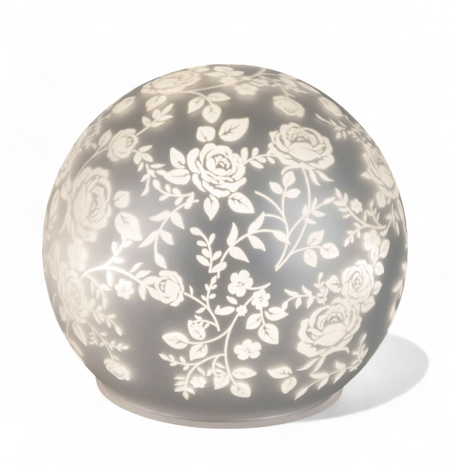 formano LED Glas-Kugel Silber Rosenmotiv 10cm mit Timer - Bild 2