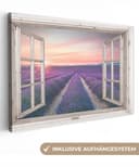 OneMillionCanvasses® Leinwandbild Lavendel Sonnenuntergang Wanddekoration Bild 2