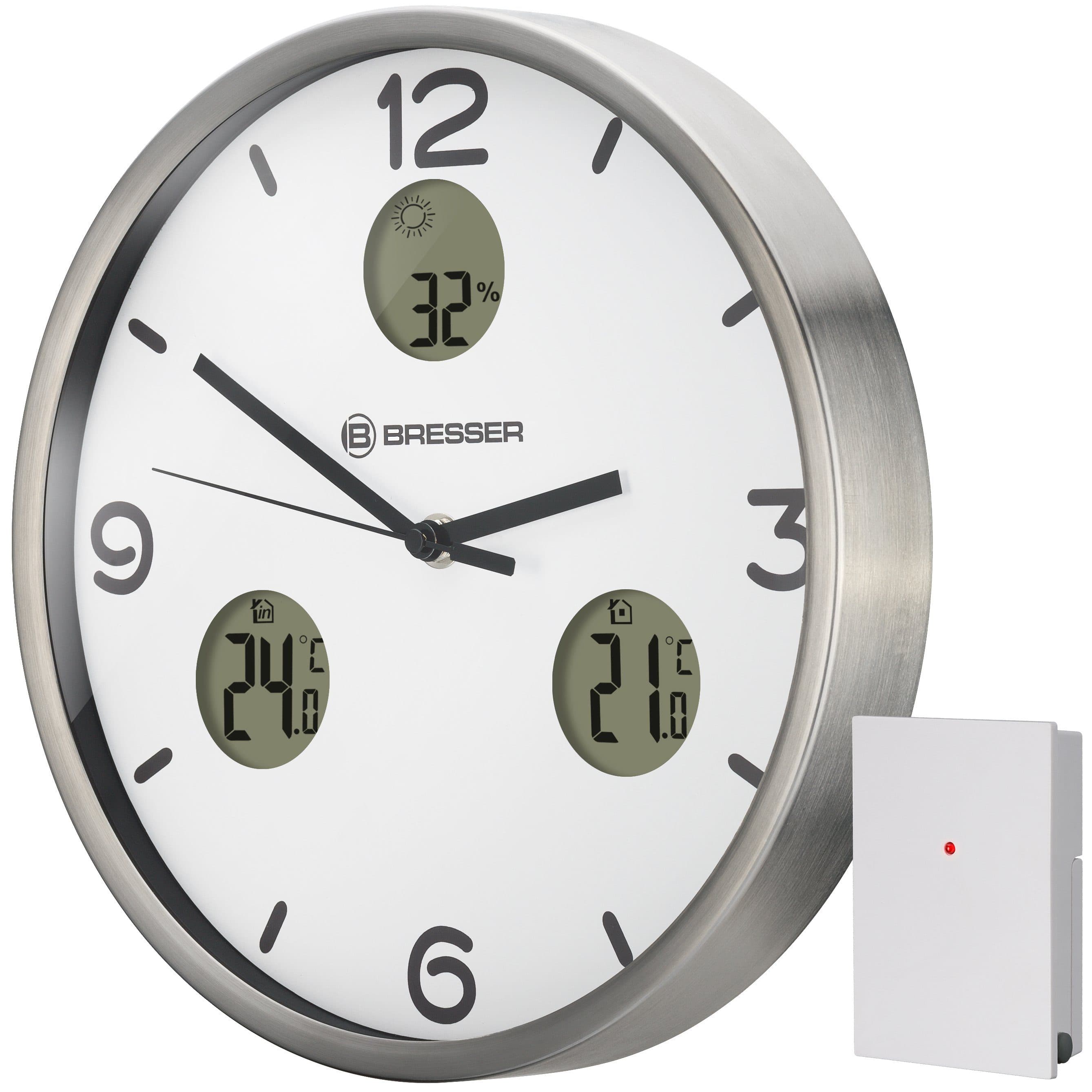 BRESSER MyTime io NX Wanduhr 30cm Silber DCF Funkuhr mit Wetterstation - Bild 2