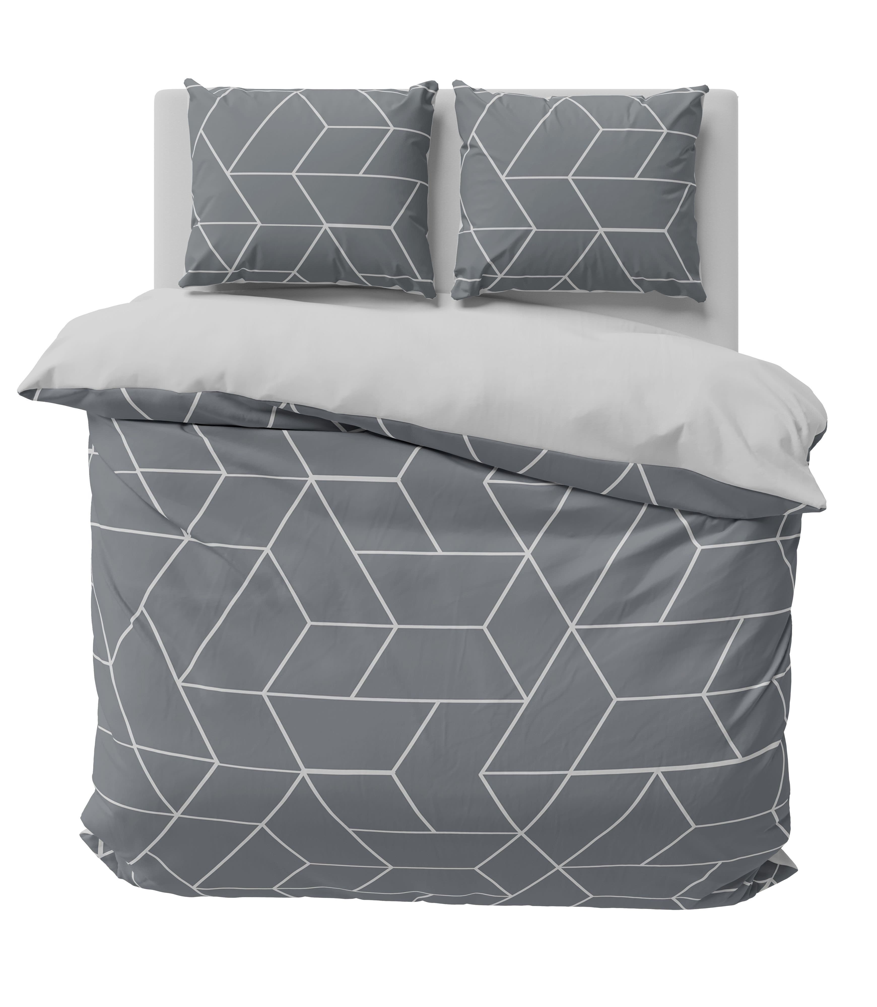One Home Bettwäsche 3-teilig Grau Geometrisch Mikrofaser - Bild 2