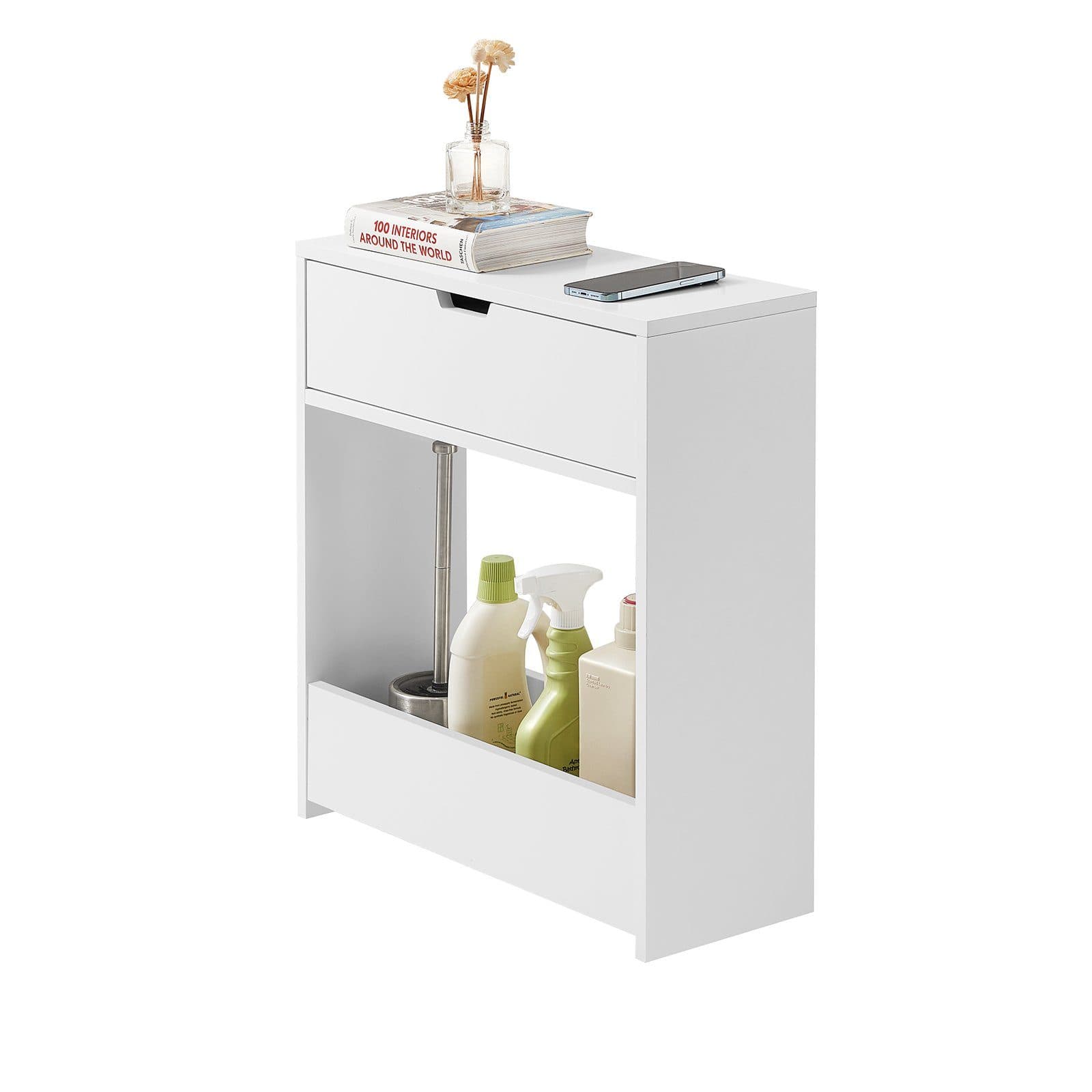 SoBuy Badregal BZR48 Weiß Nischenregal mit Klappe - Bild 2