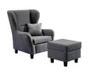 luma-home Ohrensessel 18001 Grau Lesesessel mit Hocker Bild 2