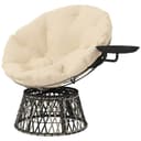 Outsunny Gartensessel mit Kissen 360° drehbar Rattan 90 cm Beige Bild 2
