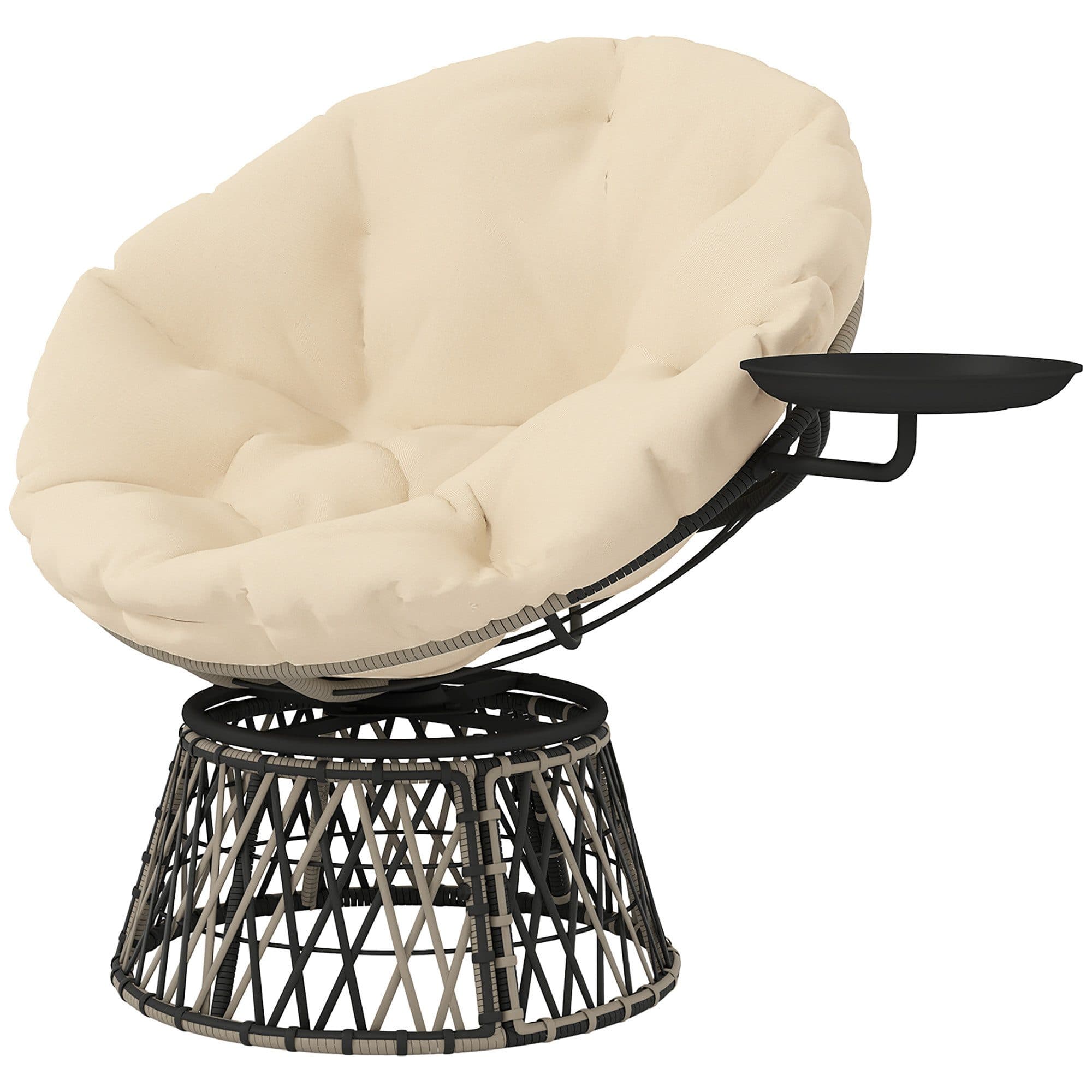 Outsunny Gartensessel mit Kissen 360° drehbar Rattan 90 cm Beige - Bild 2