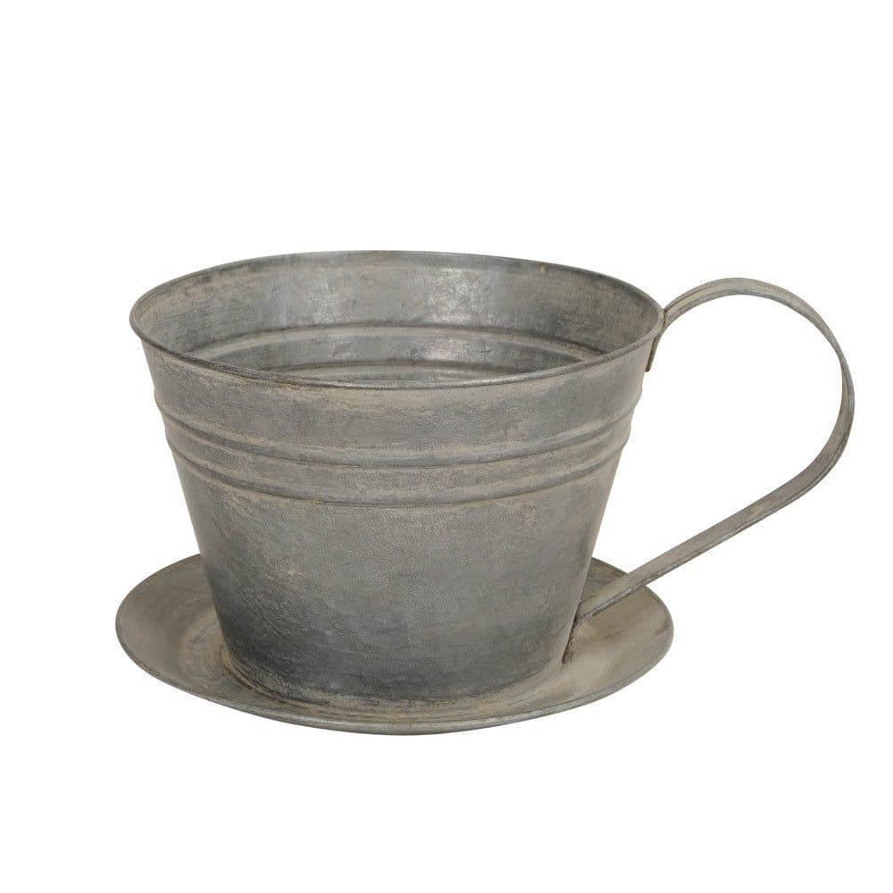 Posiwio Pflanztopf Tasse Grau Landhausstil Metall