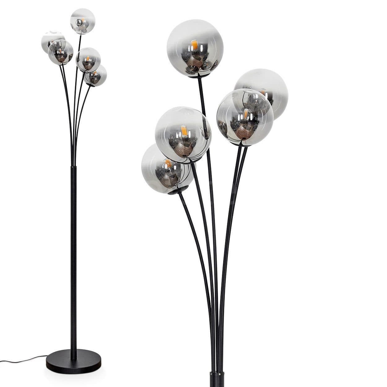 hofstein Stehlampe dimmbar Metall Glas Schwarz - Bild 2