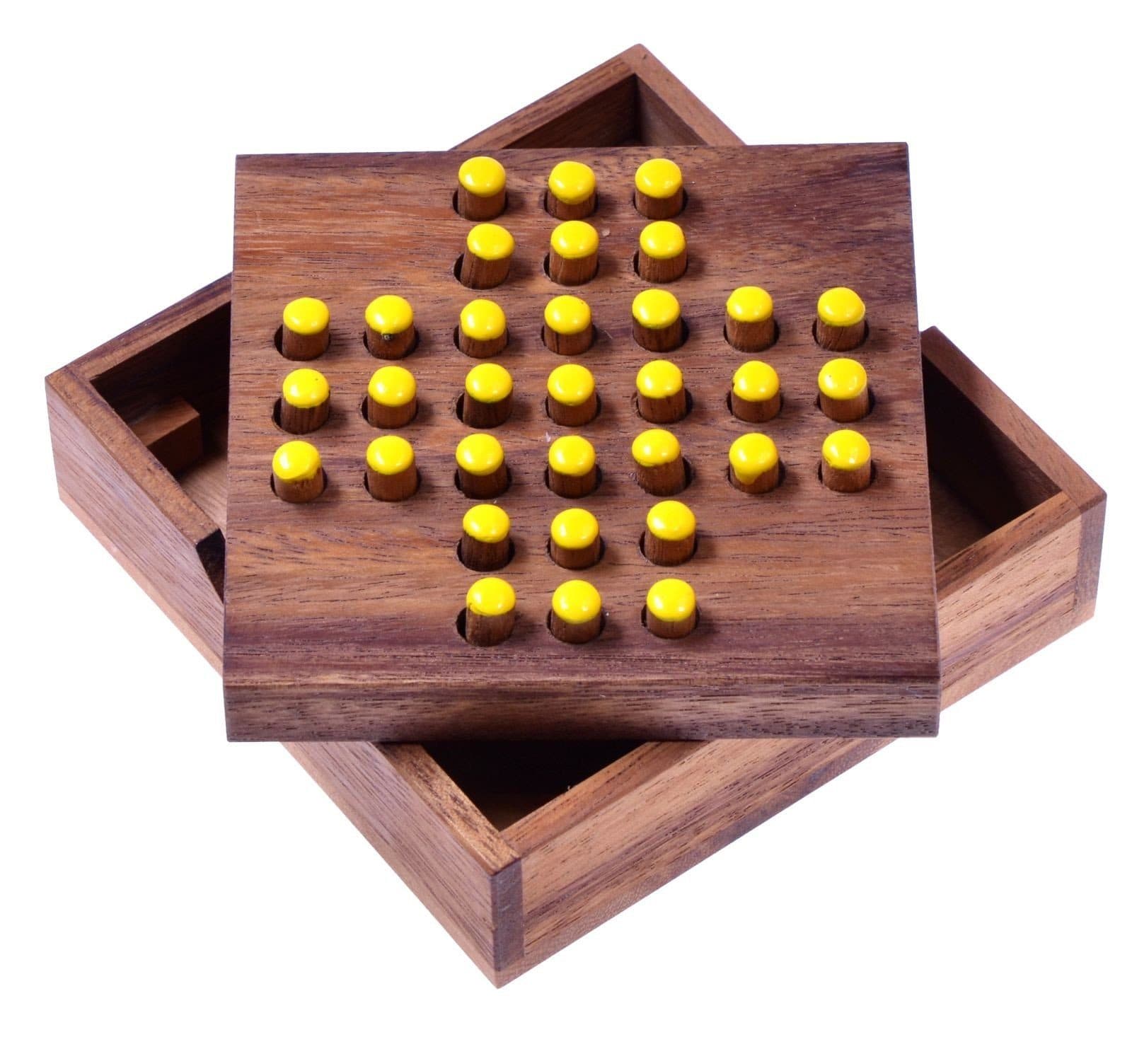 Logoplay Holzspiele Solitär Spiel Gelbe Stecker