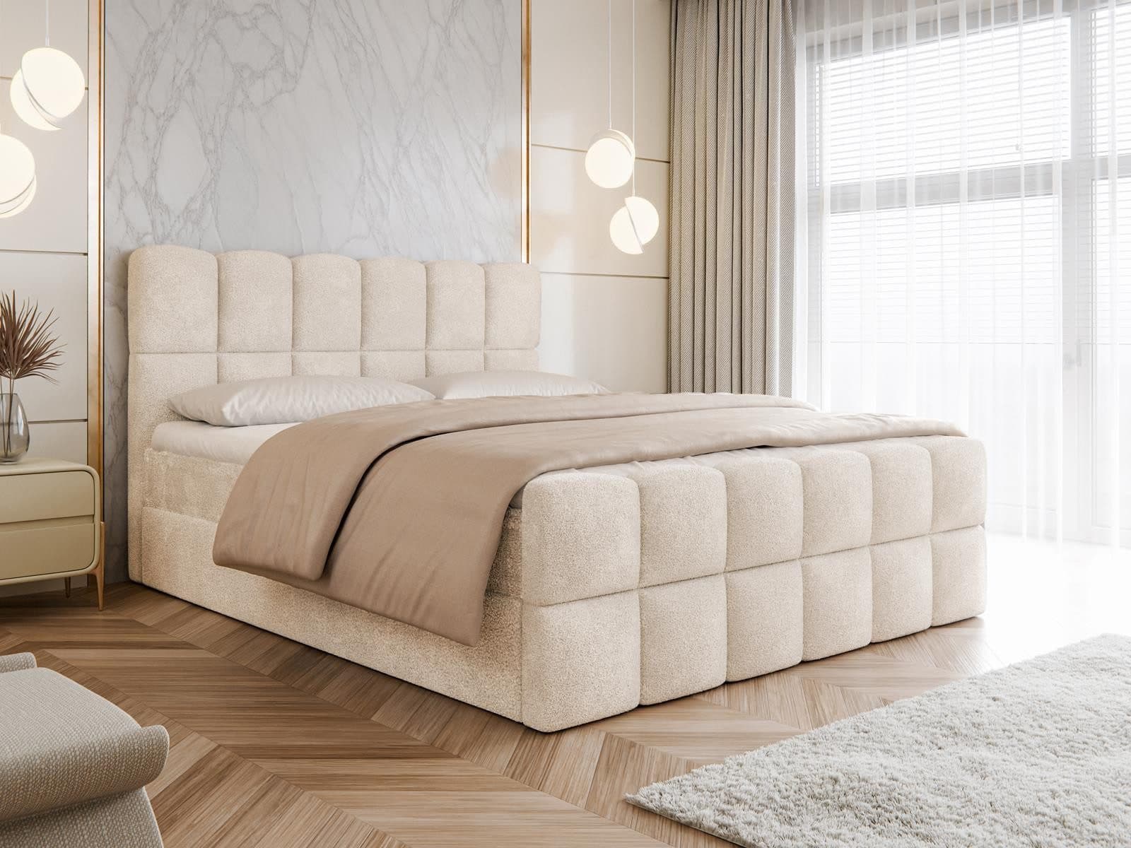 Compleo Boxspringbett Wolkenbett mit Bettkästen Bouclé Beige - Bild 2