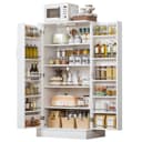 Yorbay Mehrzweckschrank mit LED-Sensorlicht & höhenverstellbaren Regalen Weiß Bild 2