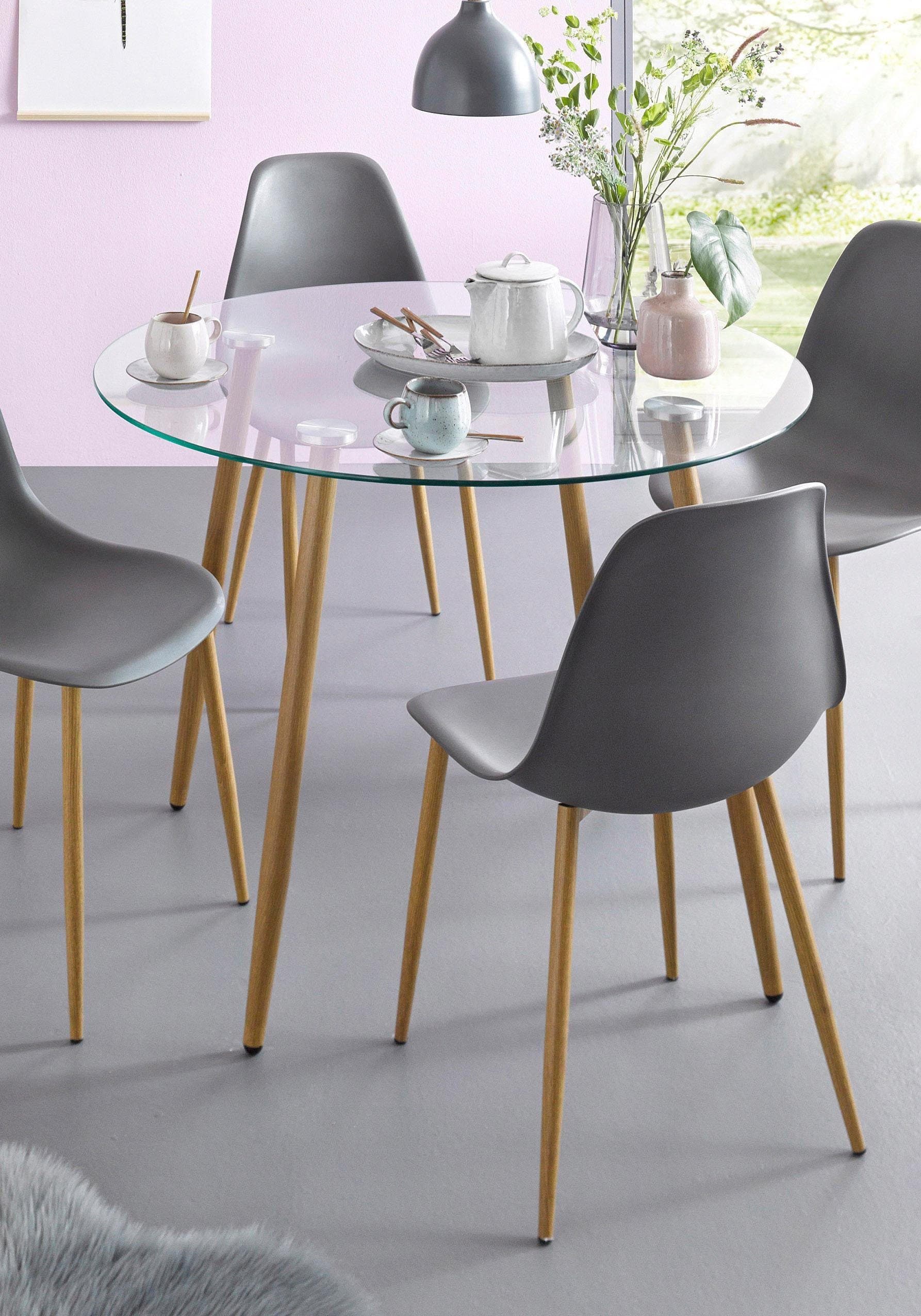 Glastisch OTTO HOME Miller Rund 100cm Braun Glas Eichefarben - Bild 2