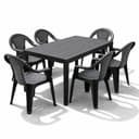 Mojawo Essgruppe Garten Sitzgarnitur 7-tlg. Anthrazit Holzoptik Bild 2