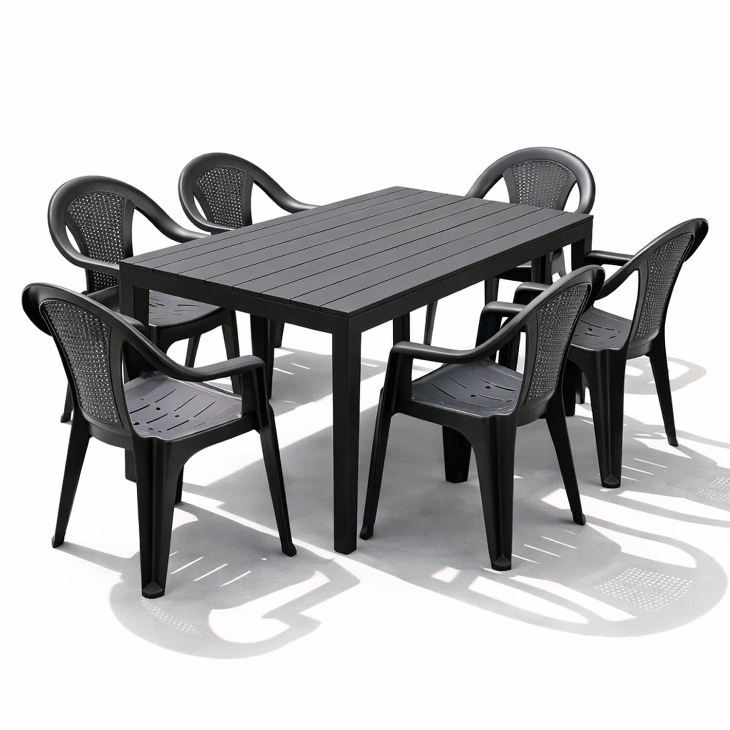 Mojawo Essgruppe Garten Sitzgarnitur 7-tlg. Anthrazit Holzoptik - Bild 2