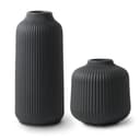 flature Tischvase Keramik 2er-Set Schwarz mit Rillen Bild 2