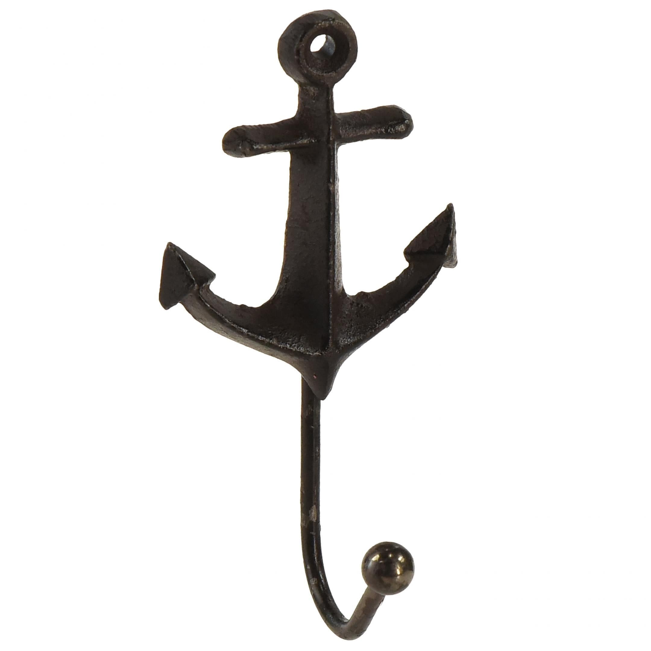 Posiwio Dekofigur Maritimer Wandhaken Anker Metall Dunkelbraun - Bild 2